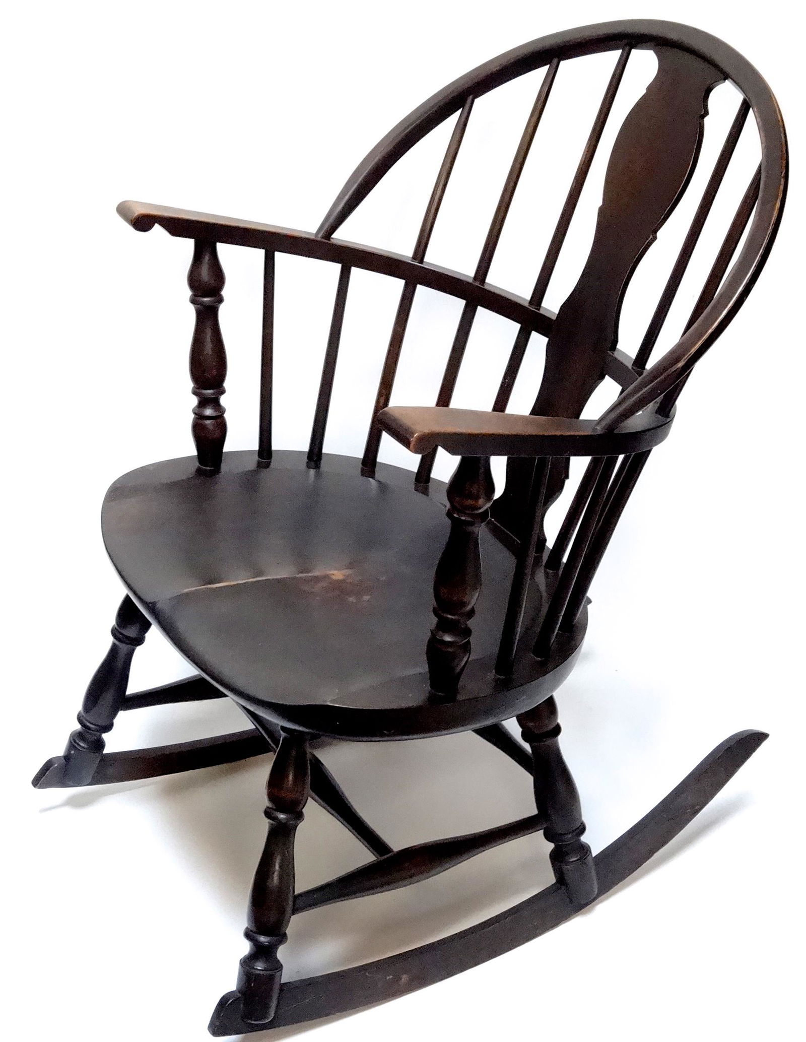 Vintage Windsor Style Rocker Dark Stained Wood Rocking (1 of 10)