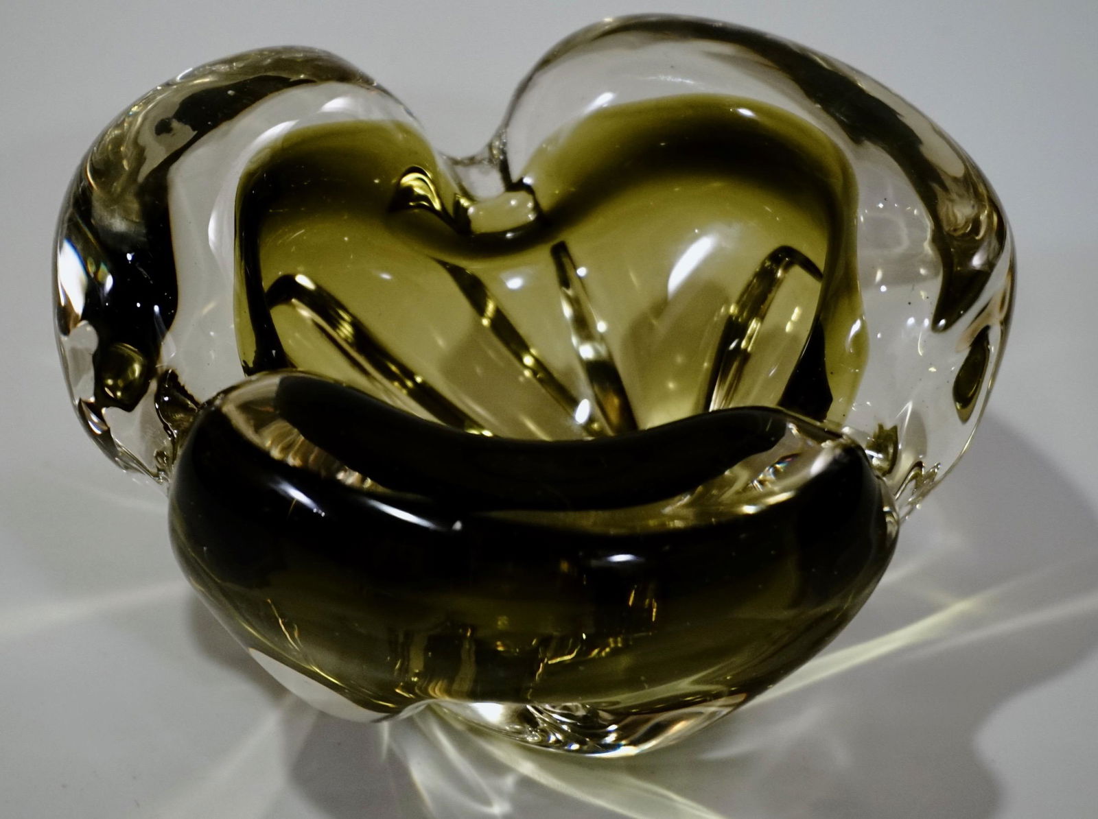 Chalet Signed Mid Century Canada Smokey Glass Bowl Vase (1 of 10)