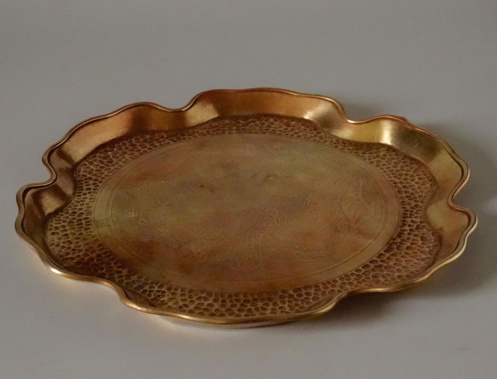 Embossed Chinese Etched Dragon Vintage Brass Tray (1 of 7)