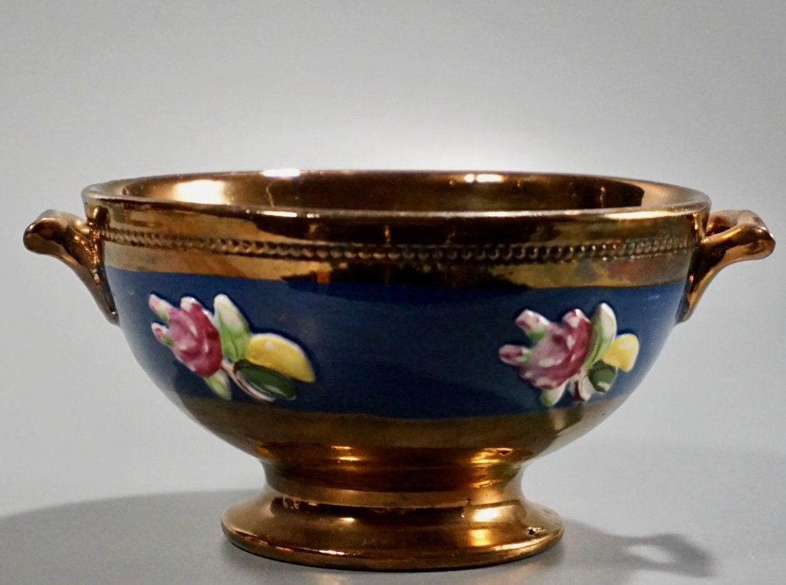 Victorian China English Copper Lustre Blue Band Bowl Em (1 of 5)