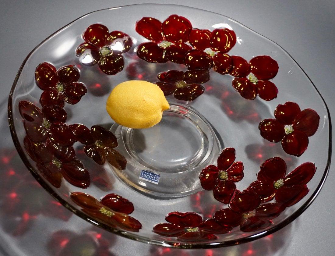 Colony Crystal Ruby Flashed Glass Dish (1 of 3)