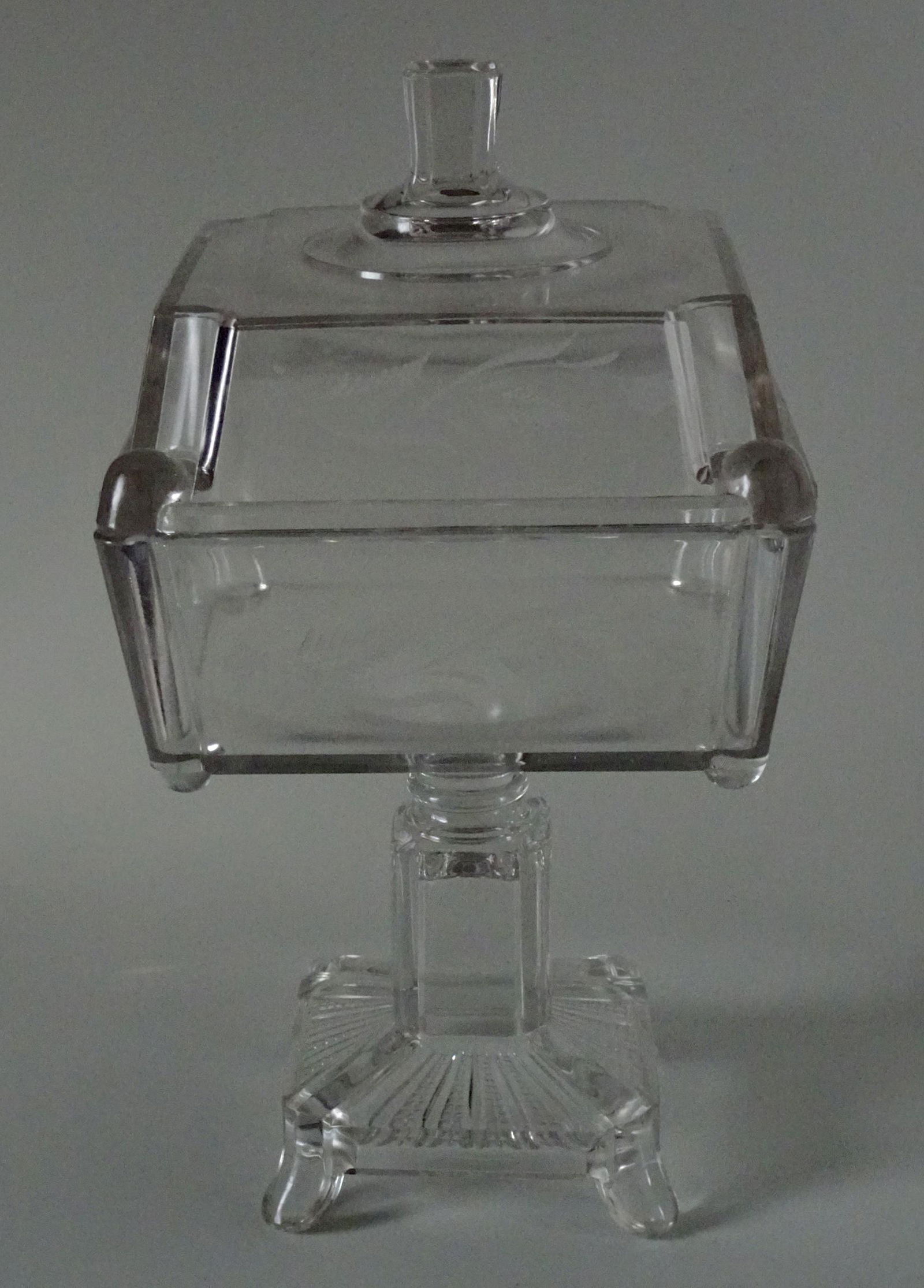 Large Early American EAPG Covered Clear Glass Footed (1 of 7)