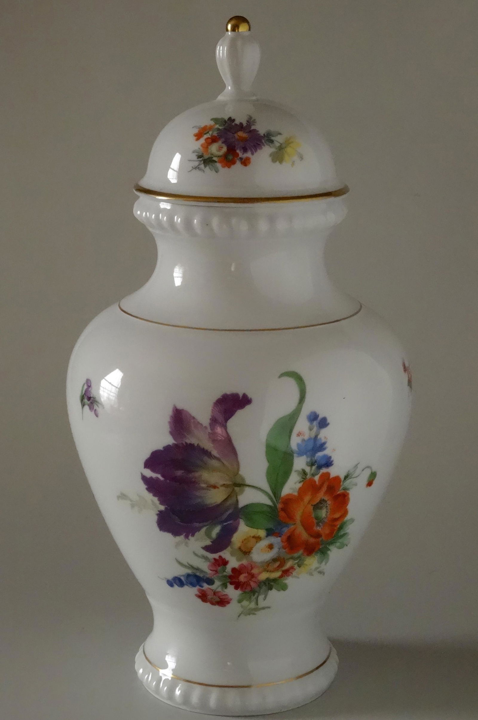 Vintage German Porcelain Dresden Flowers Lidded Urn (1 of 8)