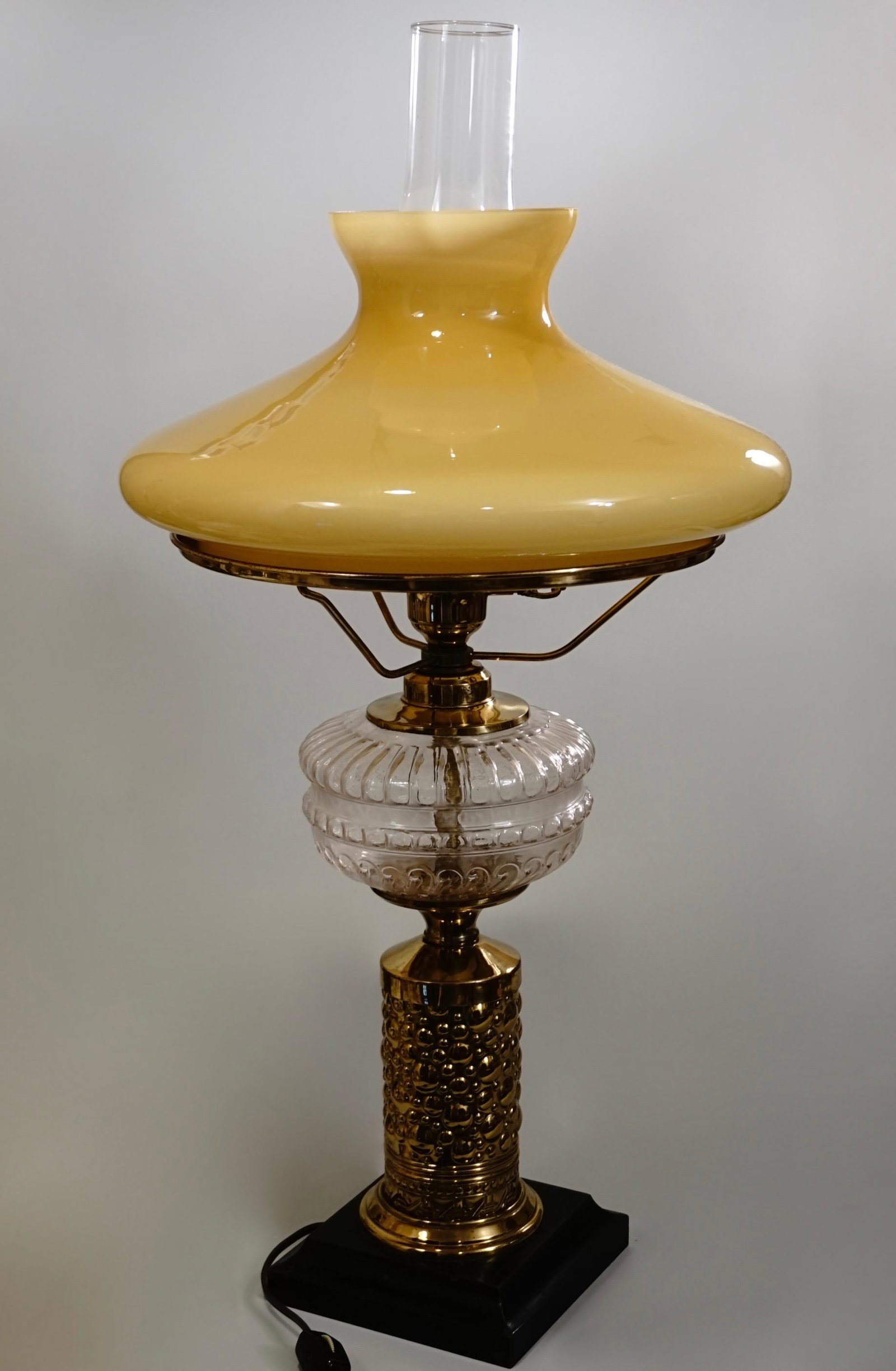 Kerosene Style Electrified Table Lamp Cased Mustard (1 of 10)