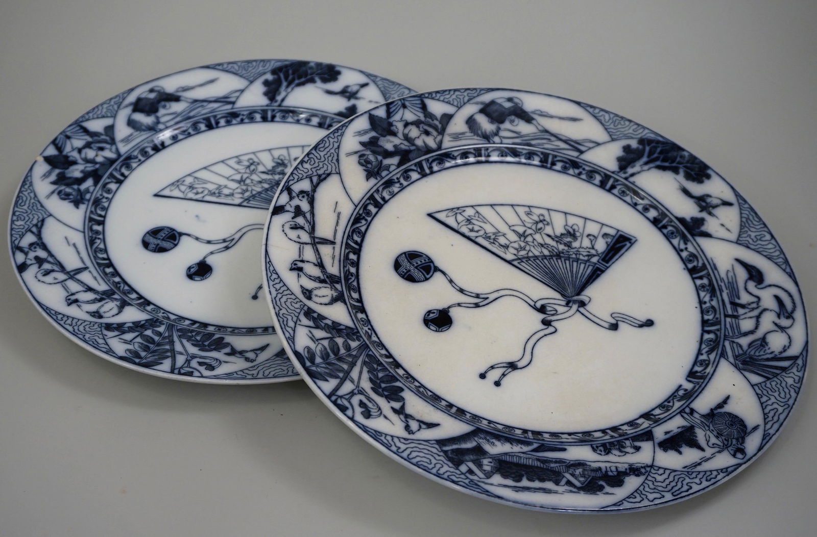 Pair Orientalist English Flow Blue Plates (1 of 8)