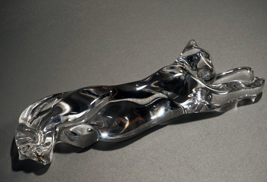 Baccarat Crystal Reclining Cat Figurine Paperweight (1 of 5)