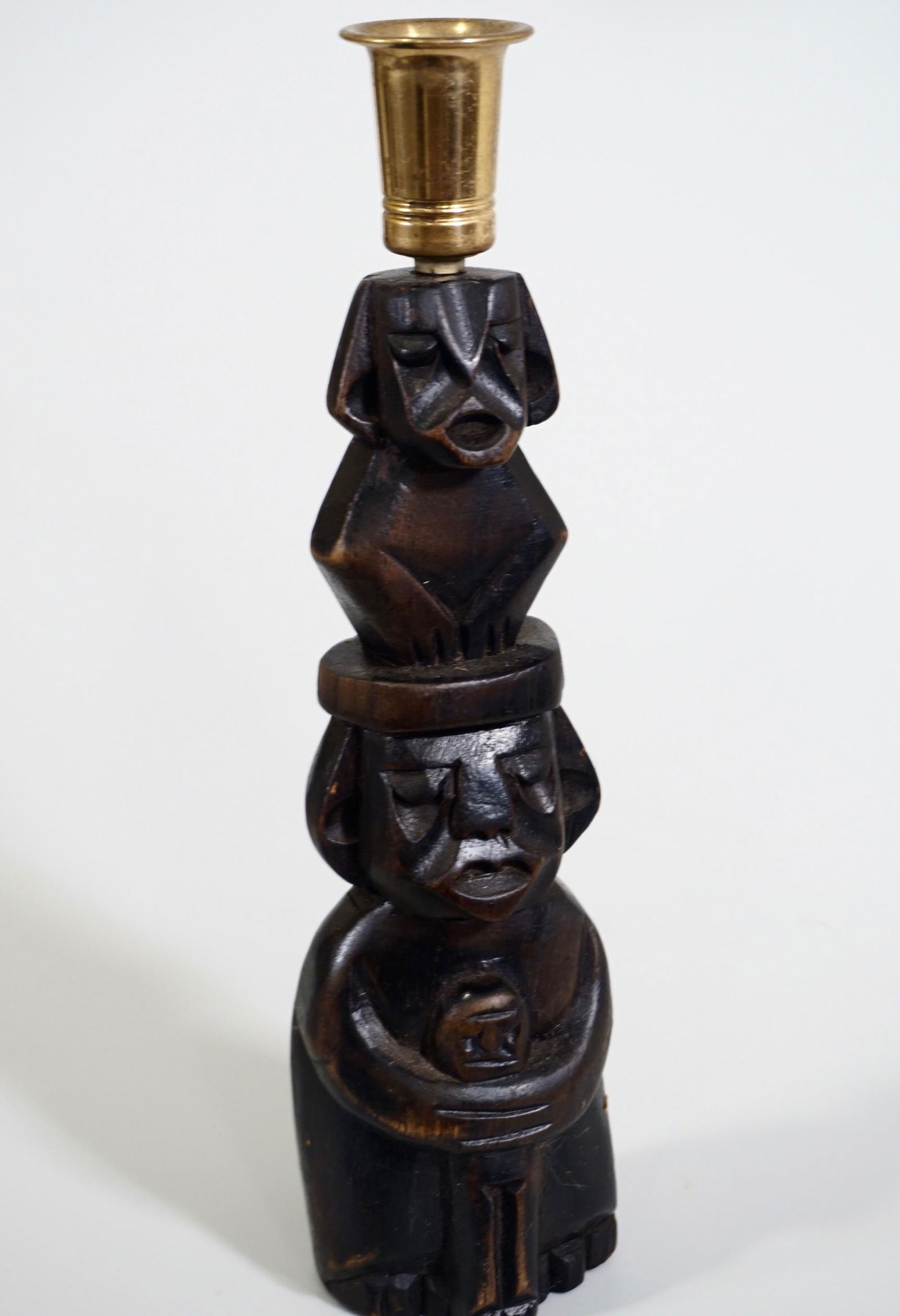 African Totem Tribal Vintage Candlestick Primitive Wood (1 of 5)
