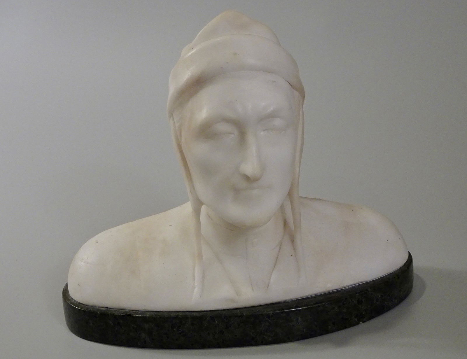 Antique Italian Carved Alabaster Dante Bust Green (1 of 7)