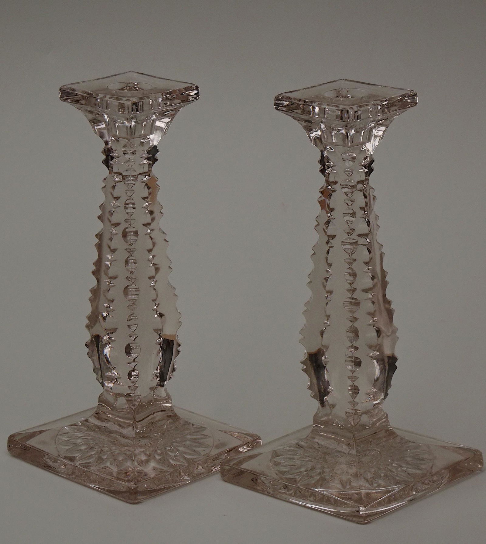 Pair Antique Fine Optic Prism EAPG Candlesticks (1 of 10)