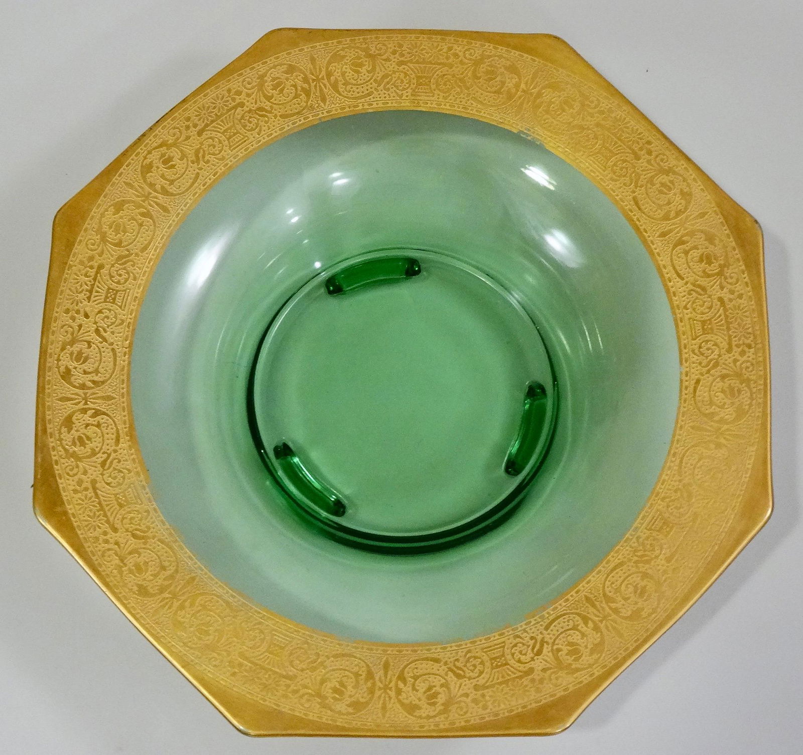 Art Deco Vintage Emerald Green Depression Glass Bowl (1 of 6)