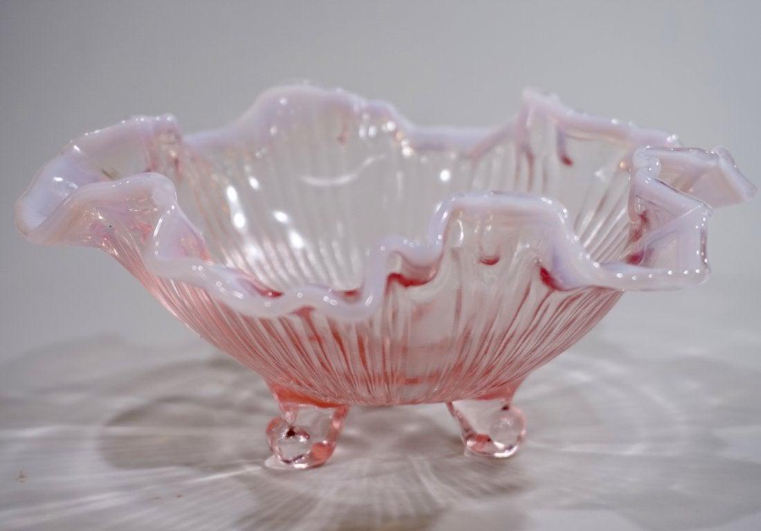 Cambridge Glass Opaque Pink Glass Footed Bowl Dish Crim (1 of 5)