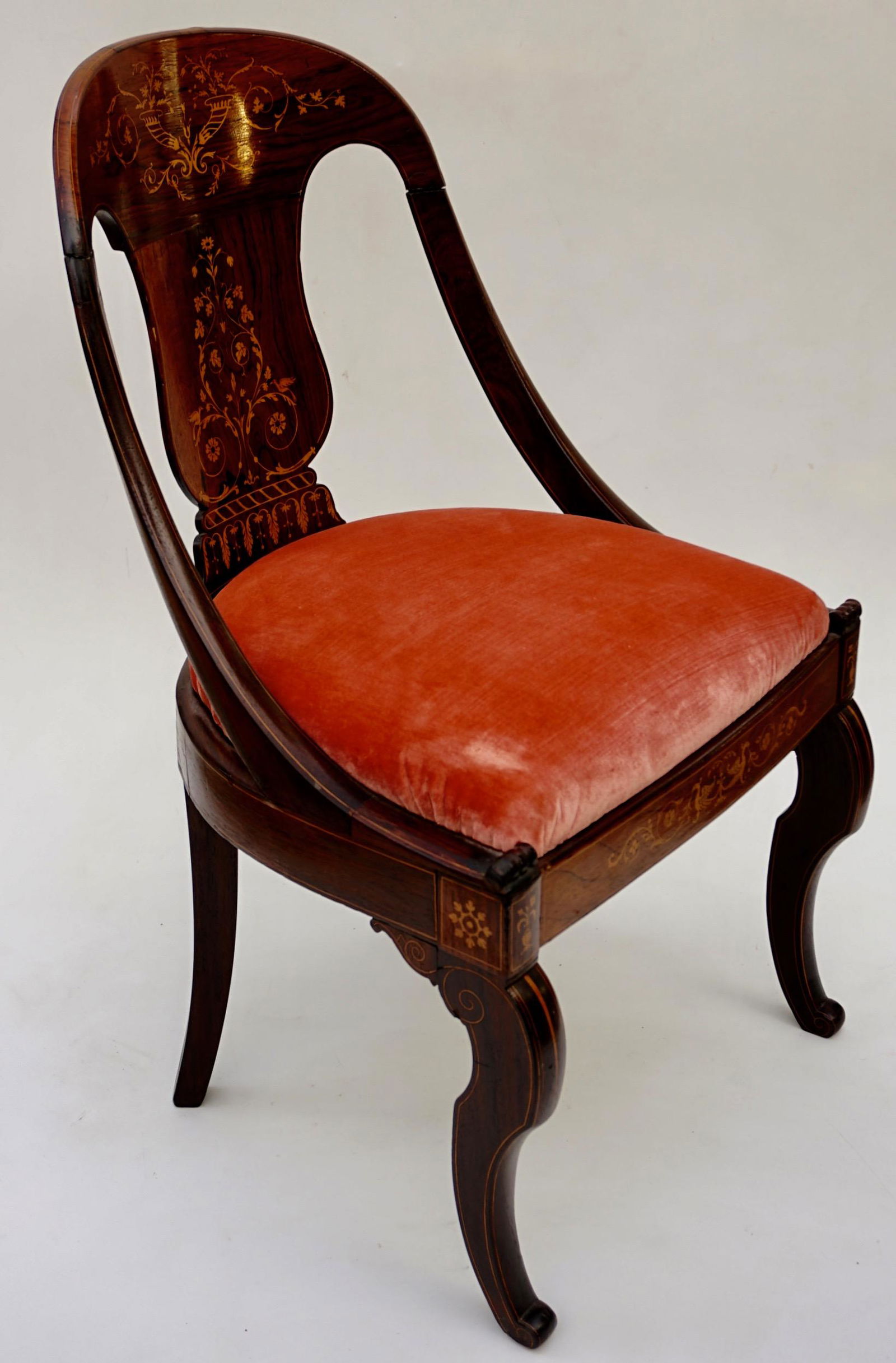 Antique Marquetry Inlaid Gondola Chair (1 of 15)