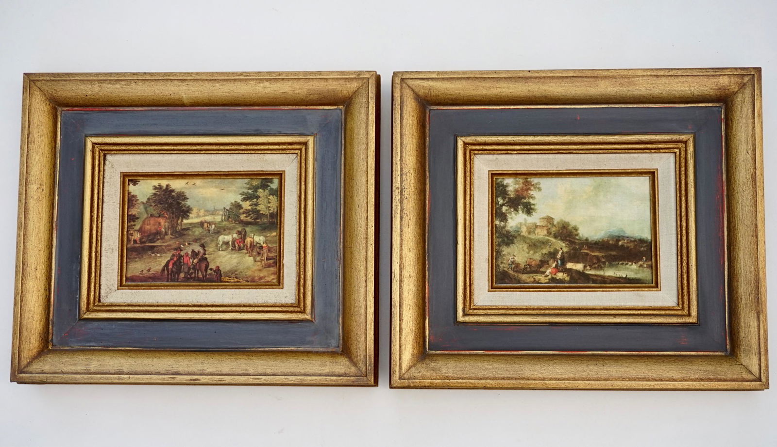 Silk Canvas Print Pictures Gold Grey Painted Frame Lot (1 of 11)