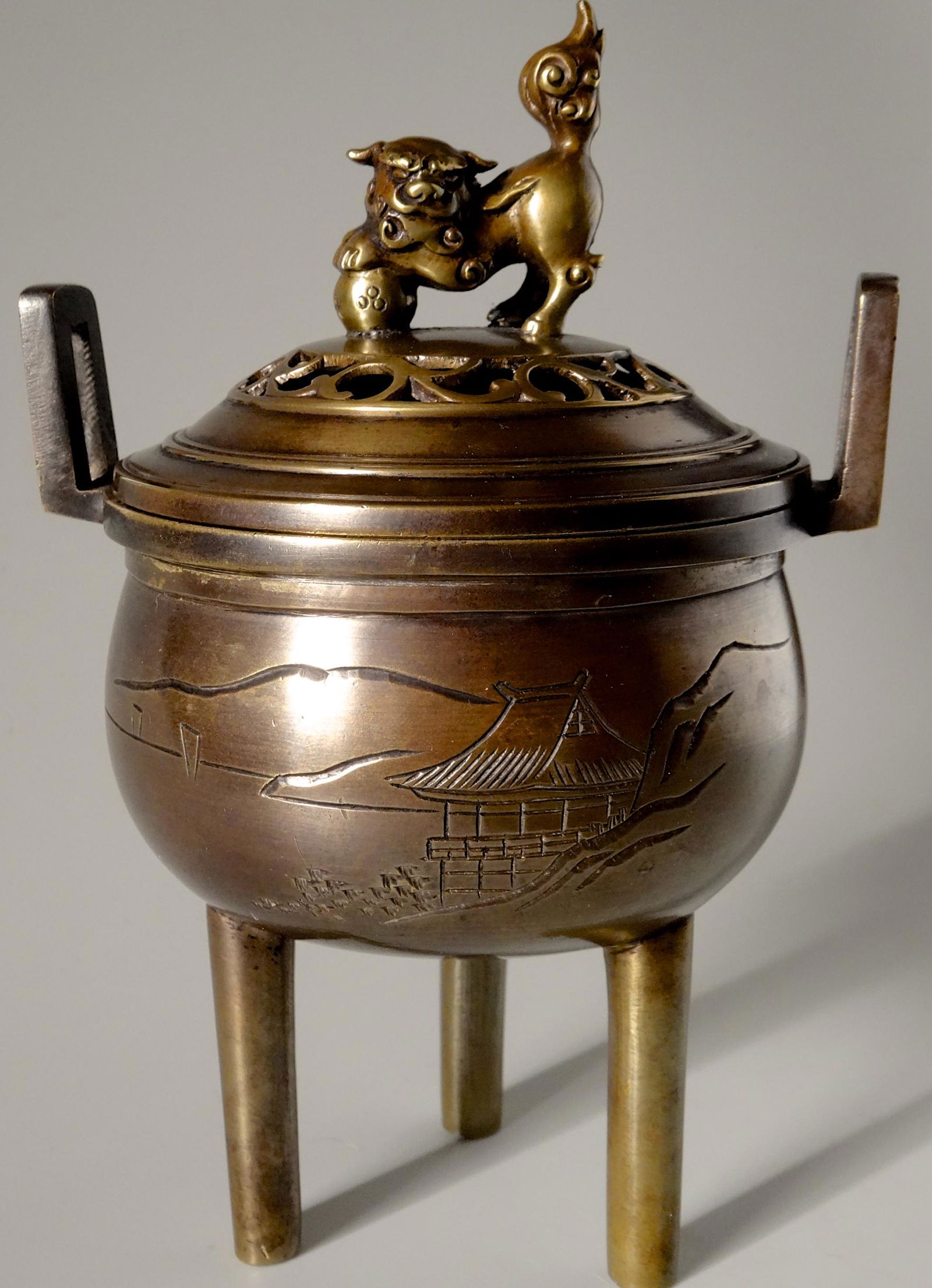 Japanese Antique Foo Dog Bronze Censer (1 of 10)