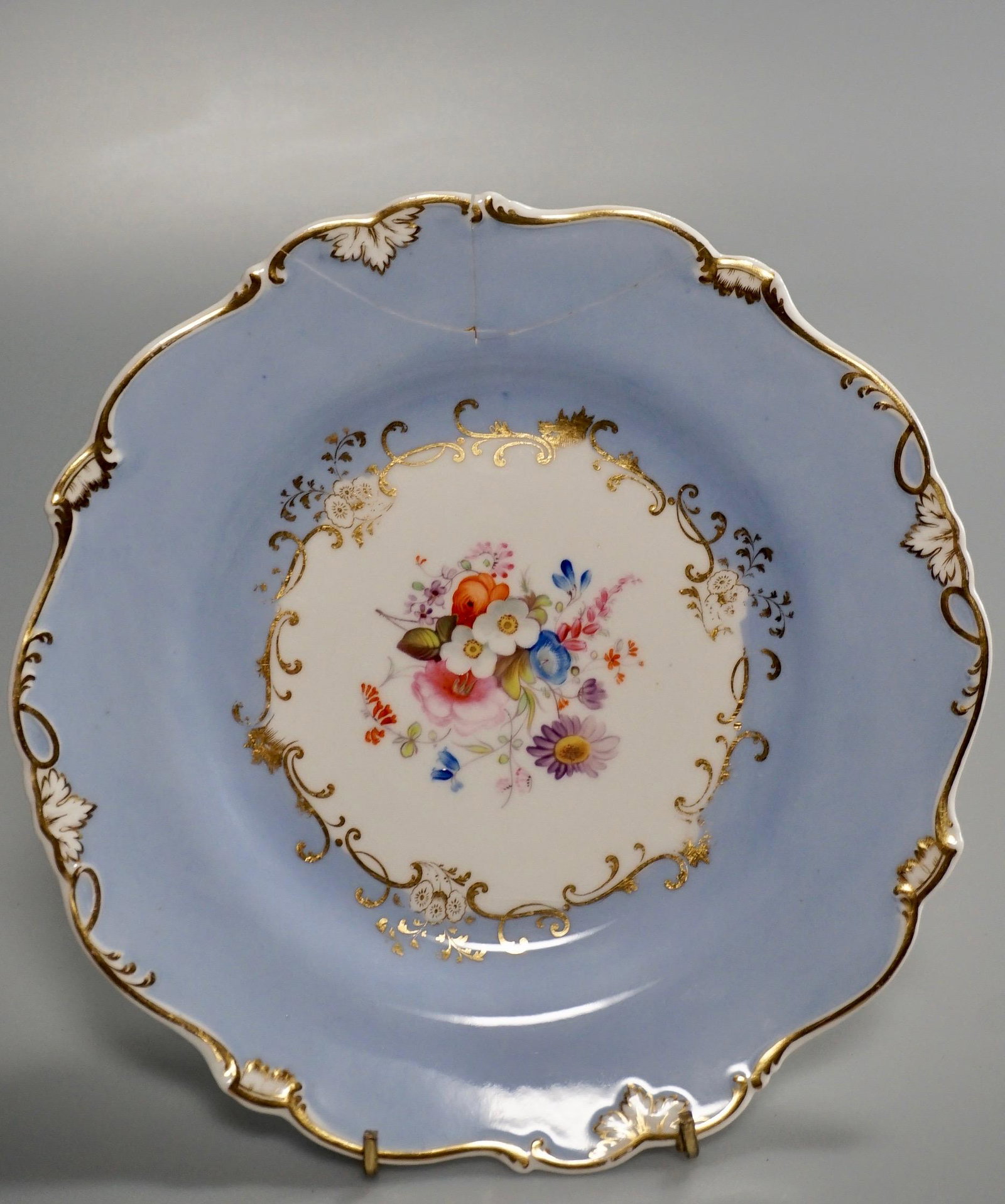 Minton Pottery Floral Hand Painted Plate c1836 Old: Minton Pottery Floral Hand Painted Plate c1836 Old Staple Repairs Approximately 9 1/16 inches across.