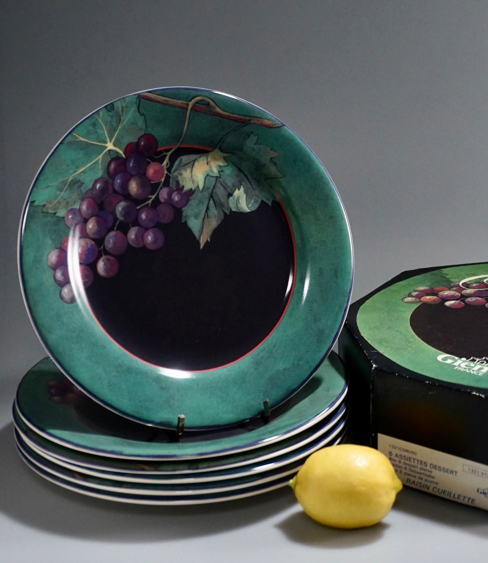 Gien Dessert Plates Vintage French Porcelain Boxed Set (1 of 5)