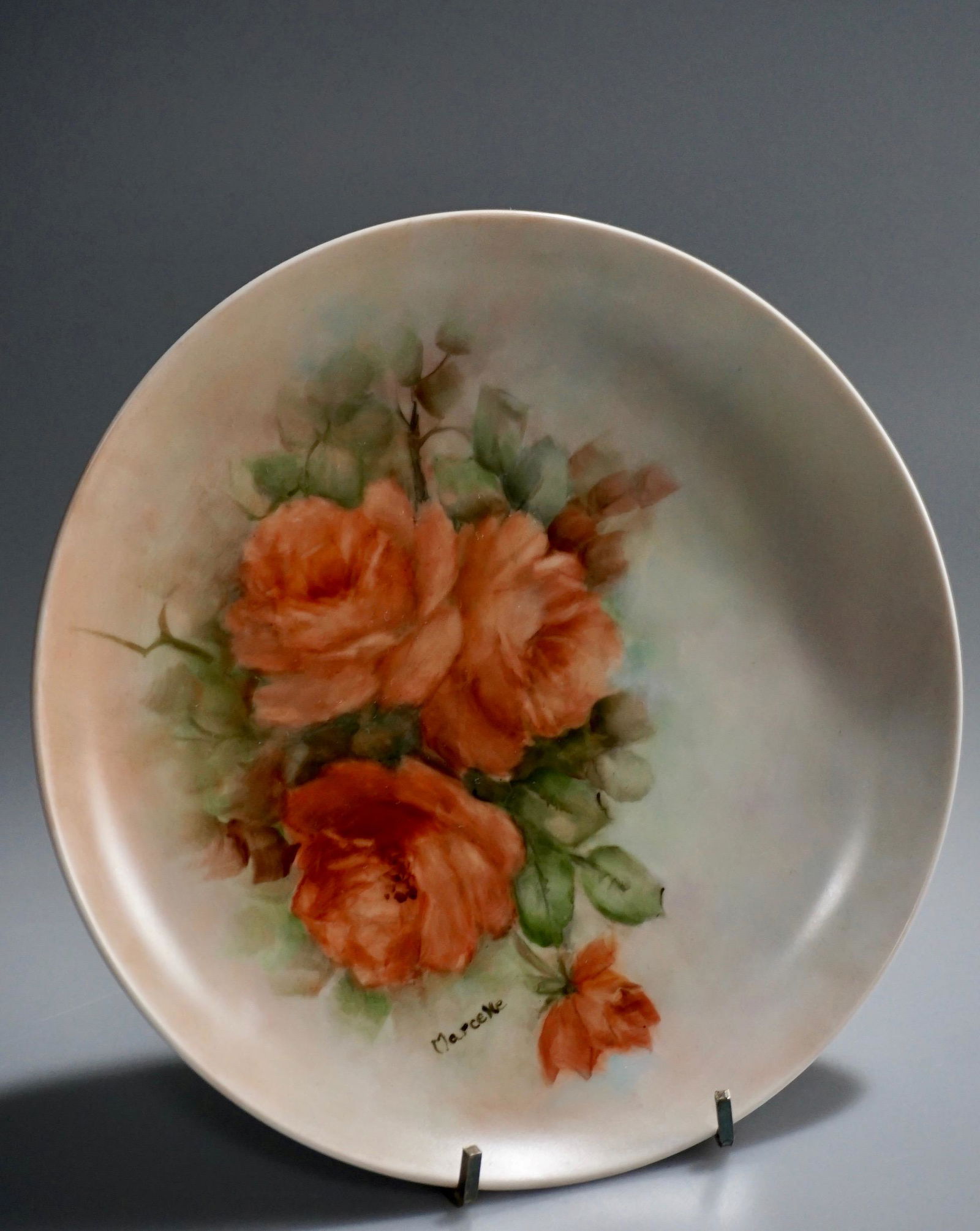 Hand Painted Artist Signed Roses Cabinet Plate c1900 (1 of 4)