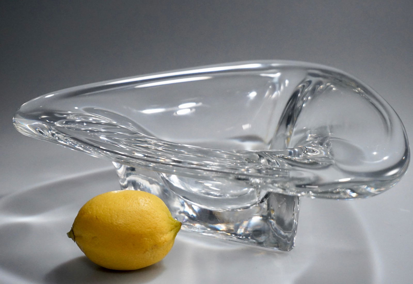 Mid Century Modernist Clear Art Glass Triangle Bowl (1 of 5)