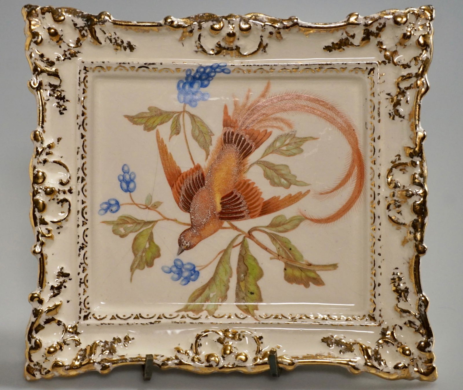 Vintage Pottery Bird Plaque Wall Ornament: Vintage Pottery Bird Plaque Wall Ornament Approximately 7 3/16 x 6 5/8 inches.