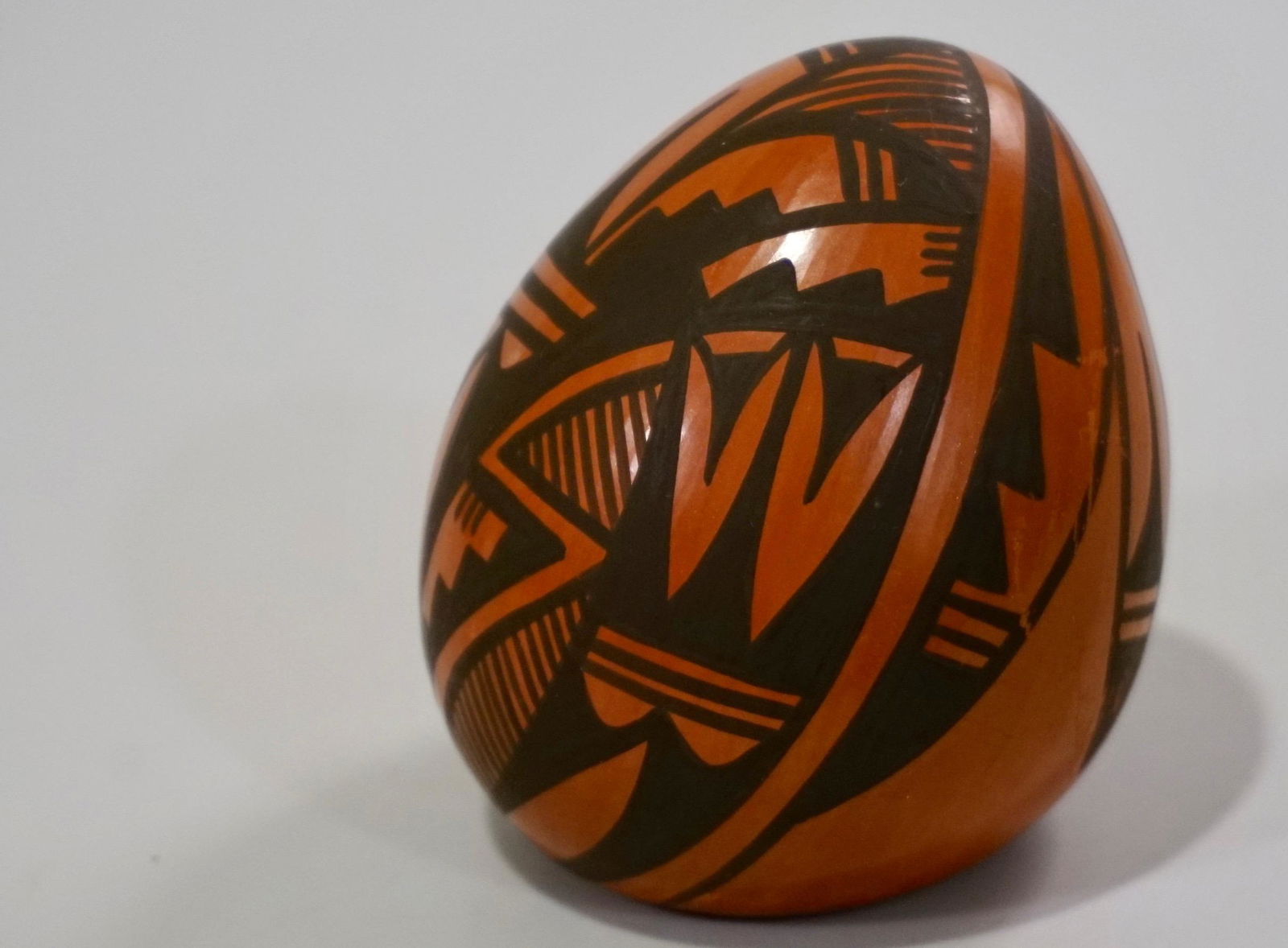 Vintage Ethnic Carved Pottery Egg Shaped Ornament (1 of 6)