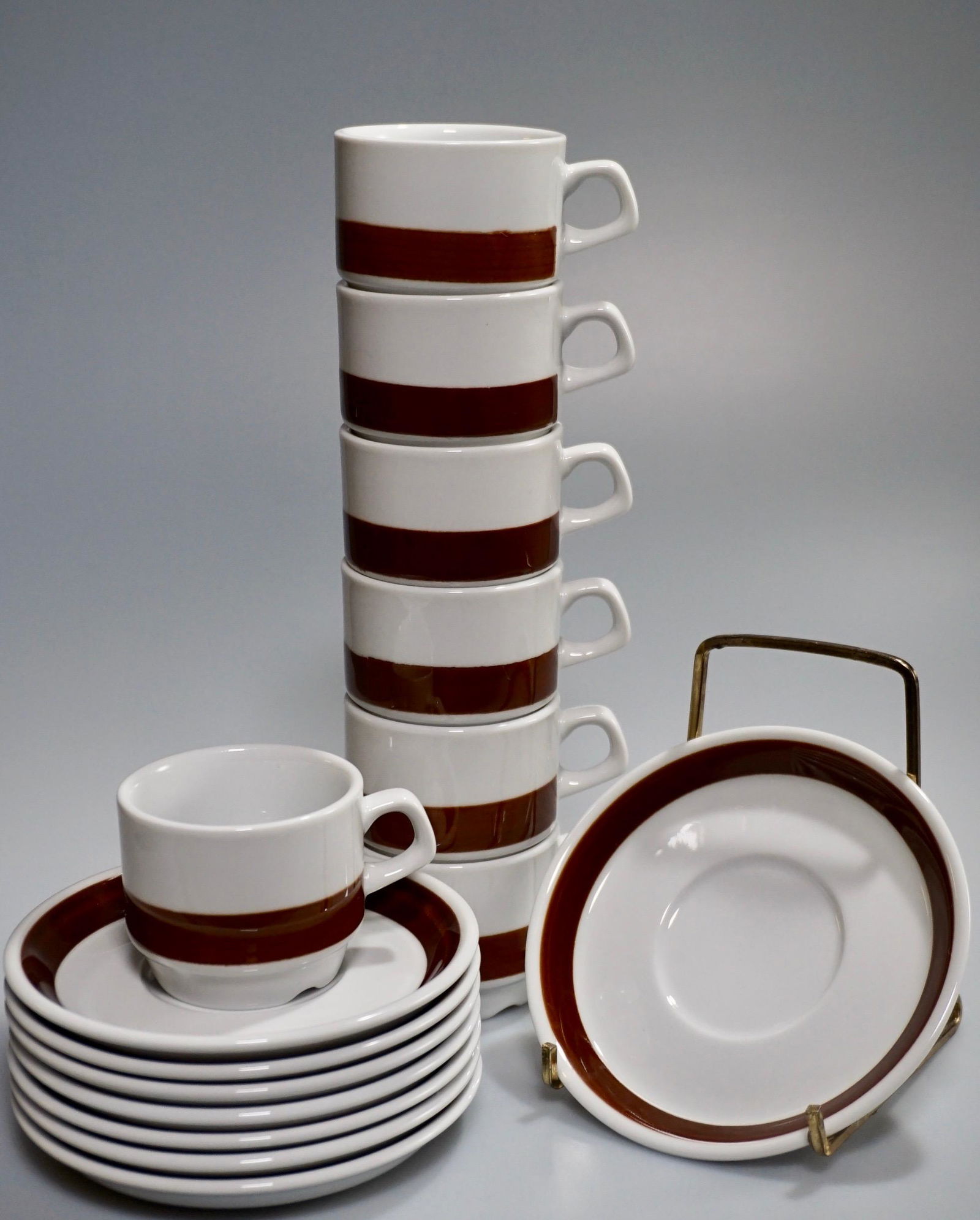 Stackable Espresso Cup Saucer Coffee Set Lot of 6 Sets (1 of 3)