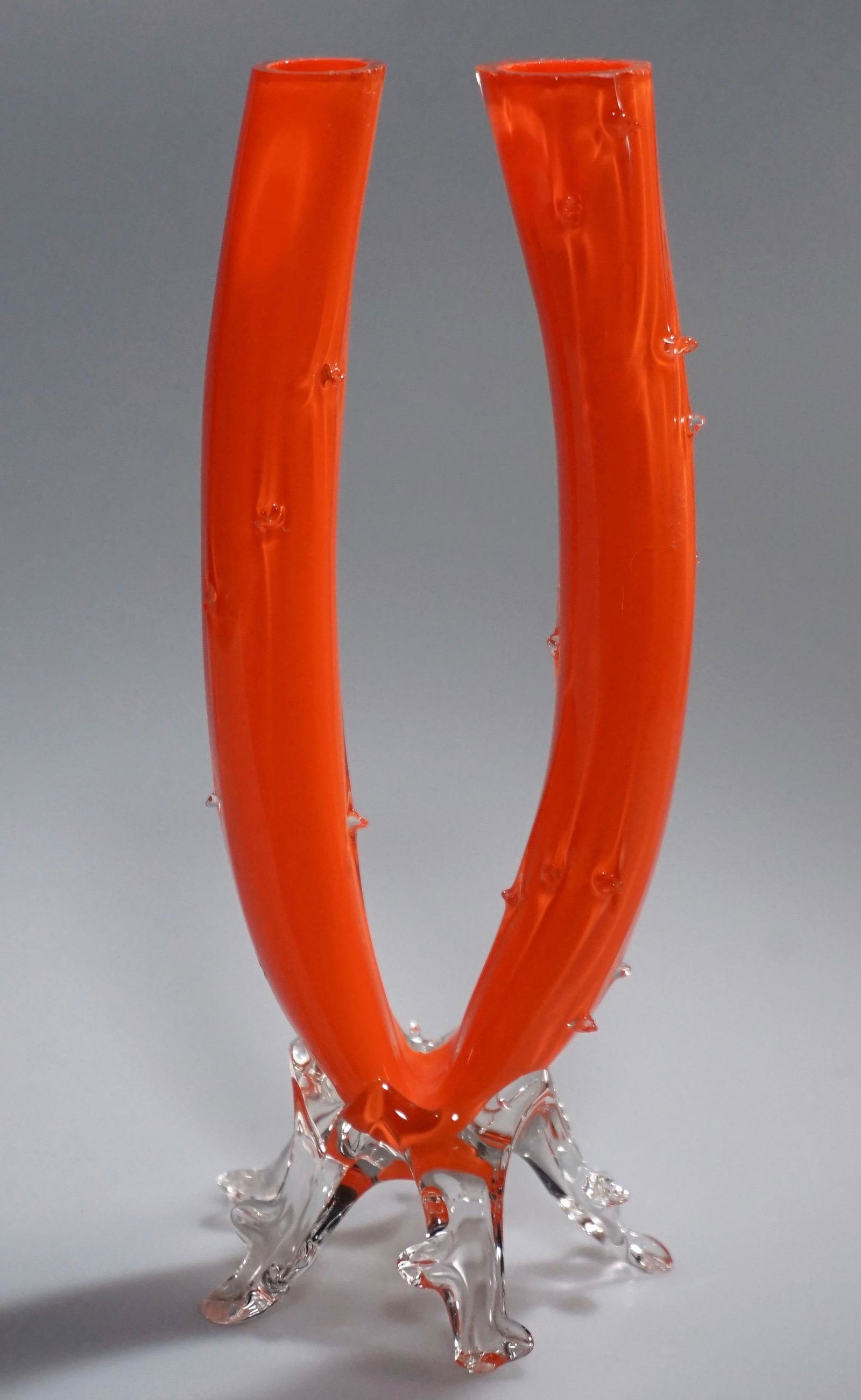 Abstract Mid Century Studio Blown Art Glass Coral Vase (1 of 6)