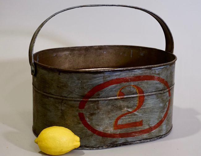 Hand Painted Numbered Oval Tin Bucket Rustic Decor (1 of 6)