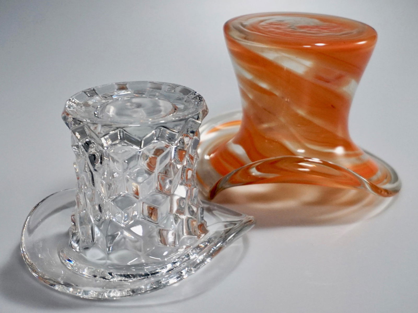 Vintage Clear & Colored Glass Top Hat Vases Lot of 2 (1 of 5)