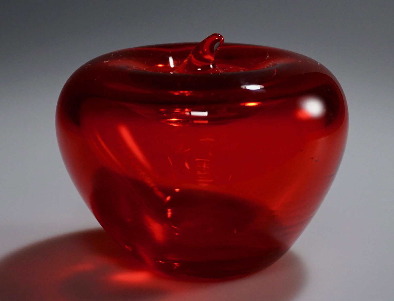 Ruby Red Apple Mid Century Art Glass Paperweight (1 of 4)