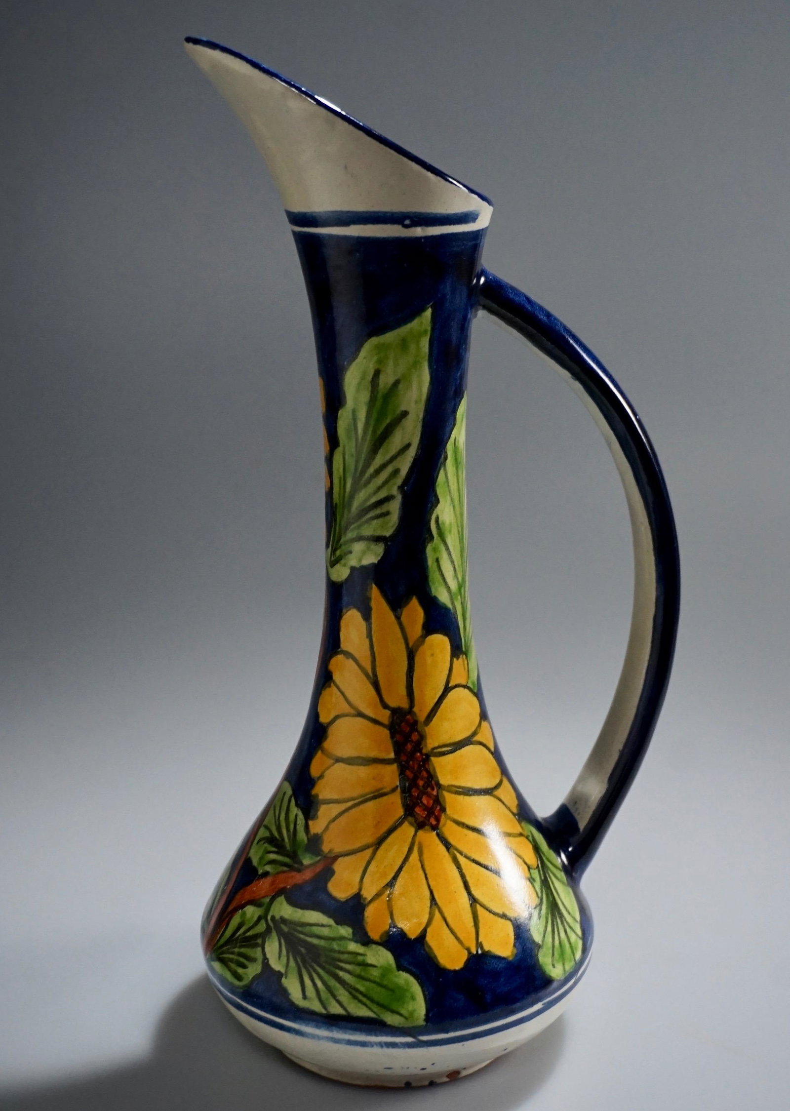 Mexican Folk Painted Ceramic Pitcher Talavera Venegas (1 of 5)
