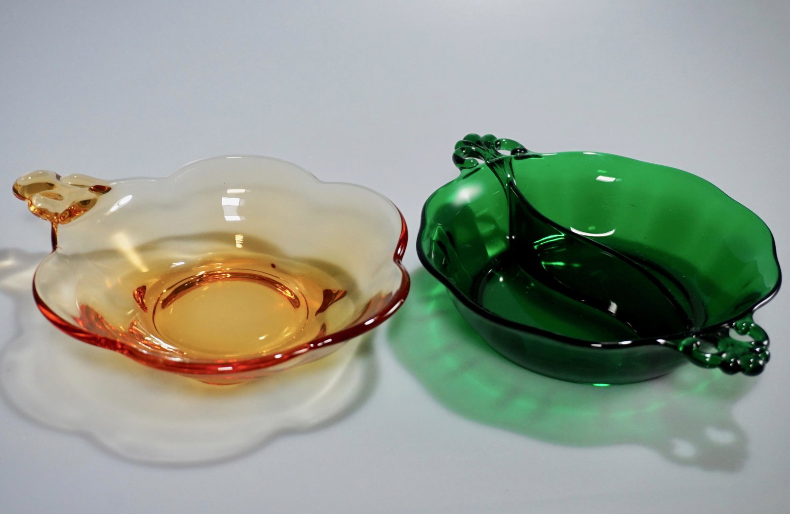 Vintage Art Deco Pressed Glass Serving Dishes Amber & (1 of 4)