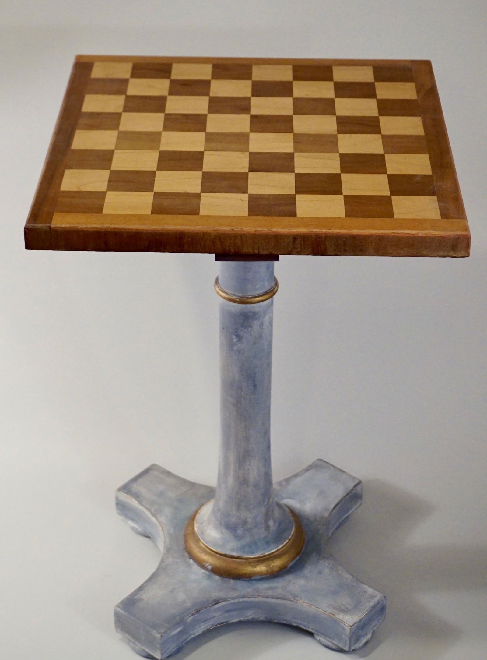 Chessboard Side Game Chess Table on Grey Painted Shabby (1 of 8)