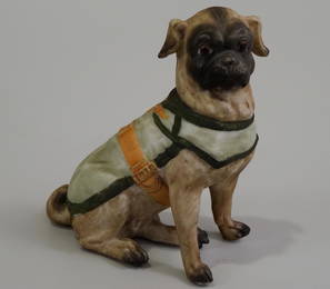 German Bisque Porcelain Pug Dog Figurine Ernst Bohne &