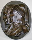 Dante and Beatrice Antique Cast Metal Wall Plaque