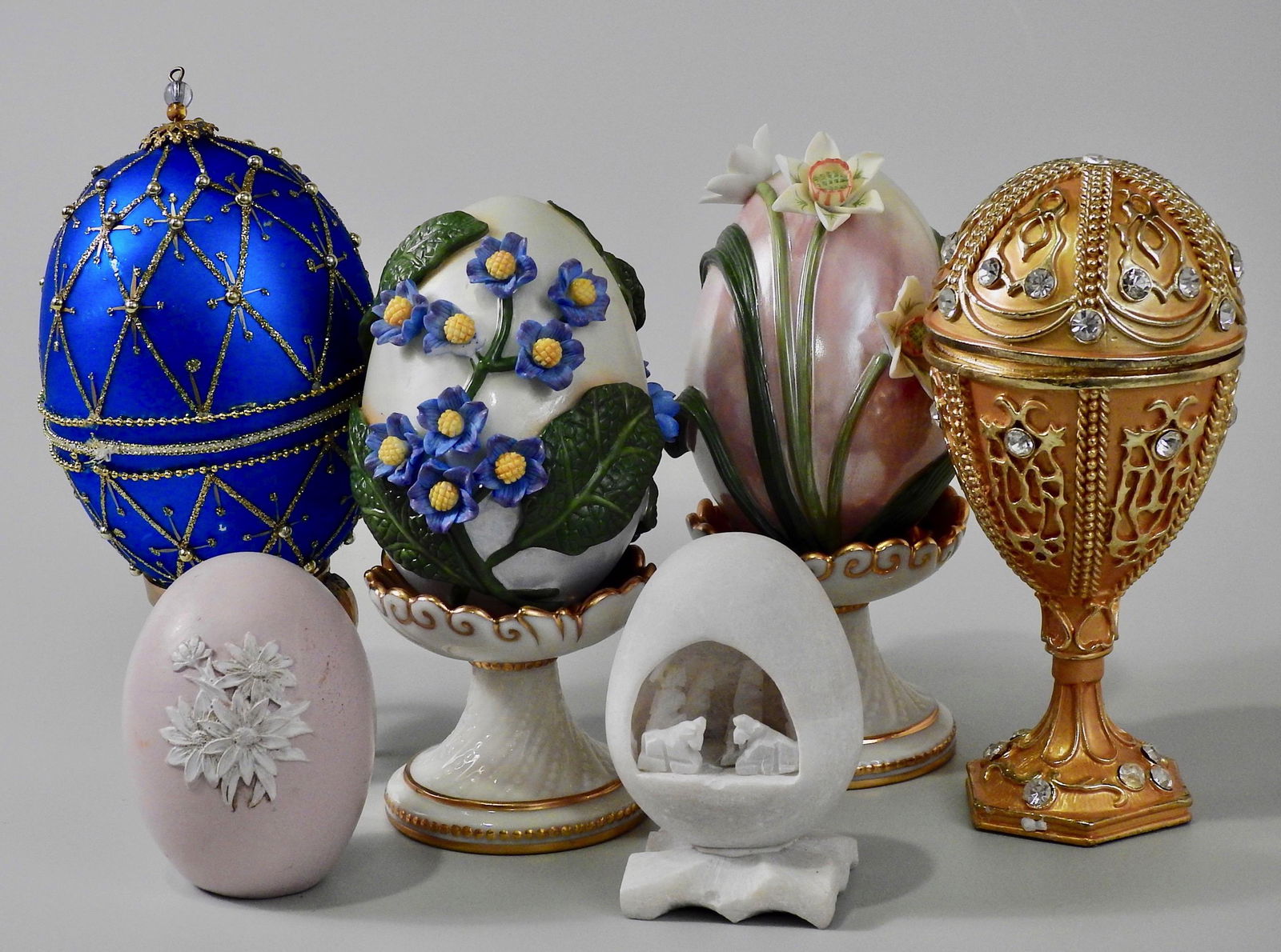 Lot Of Modern Faberge Style Easter Egg Decorations (1 of 6)
