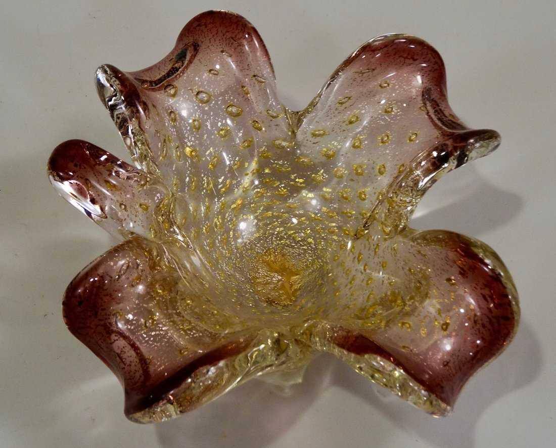 Murano Venetian Art Glass Gold Flecks Bowl Vintage Mid (1 of 7)