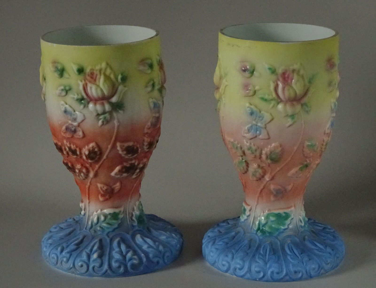 Antique Consolidated Embossed Rose Glass Oil Kerosene (1 of 6)