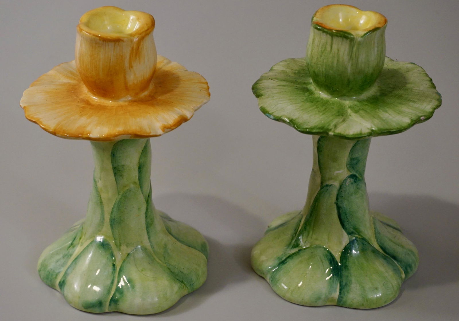 Italian Floriform Ceramic Candlestick Candle Holders (1 of 3)
