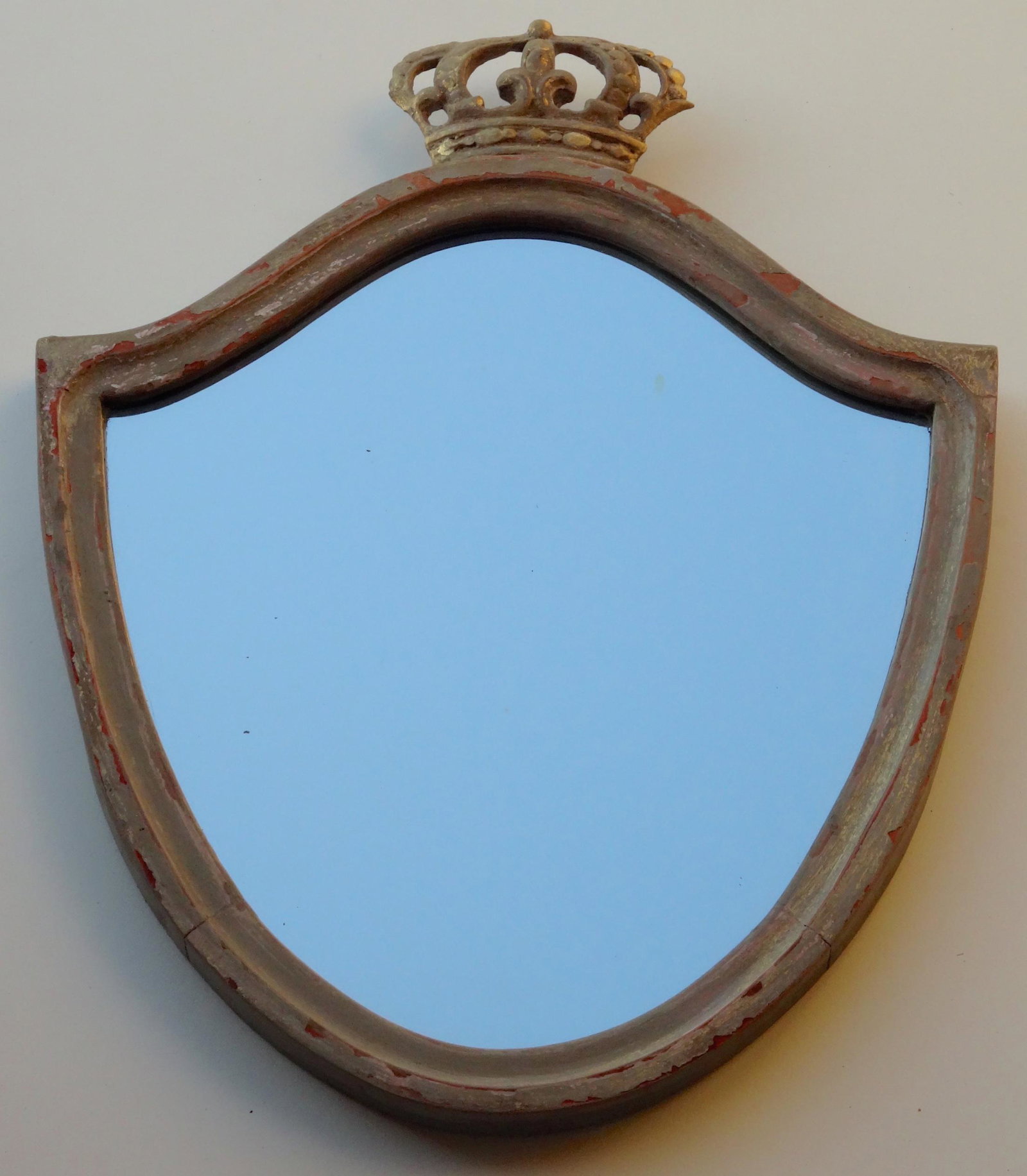 Wall Mirror Repurposed Vintage Chair Crowned Back Shabb (1 of 5)