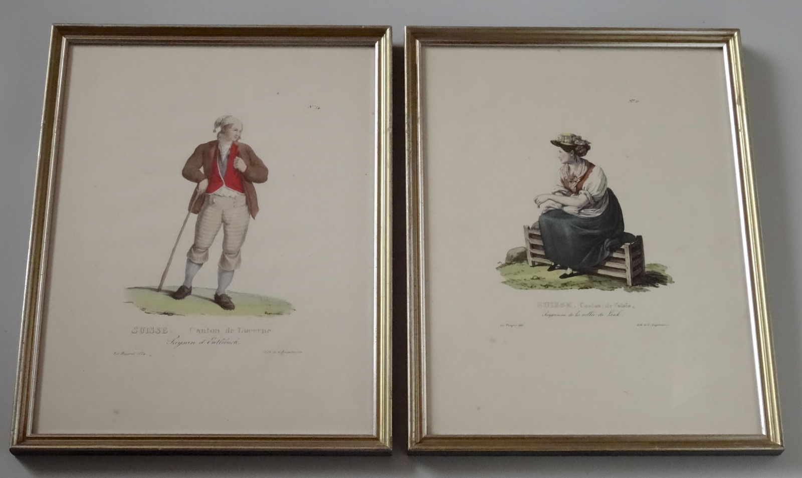 Theophile Pingret Suisse Pair Antique Colored Prints (1 of 7)