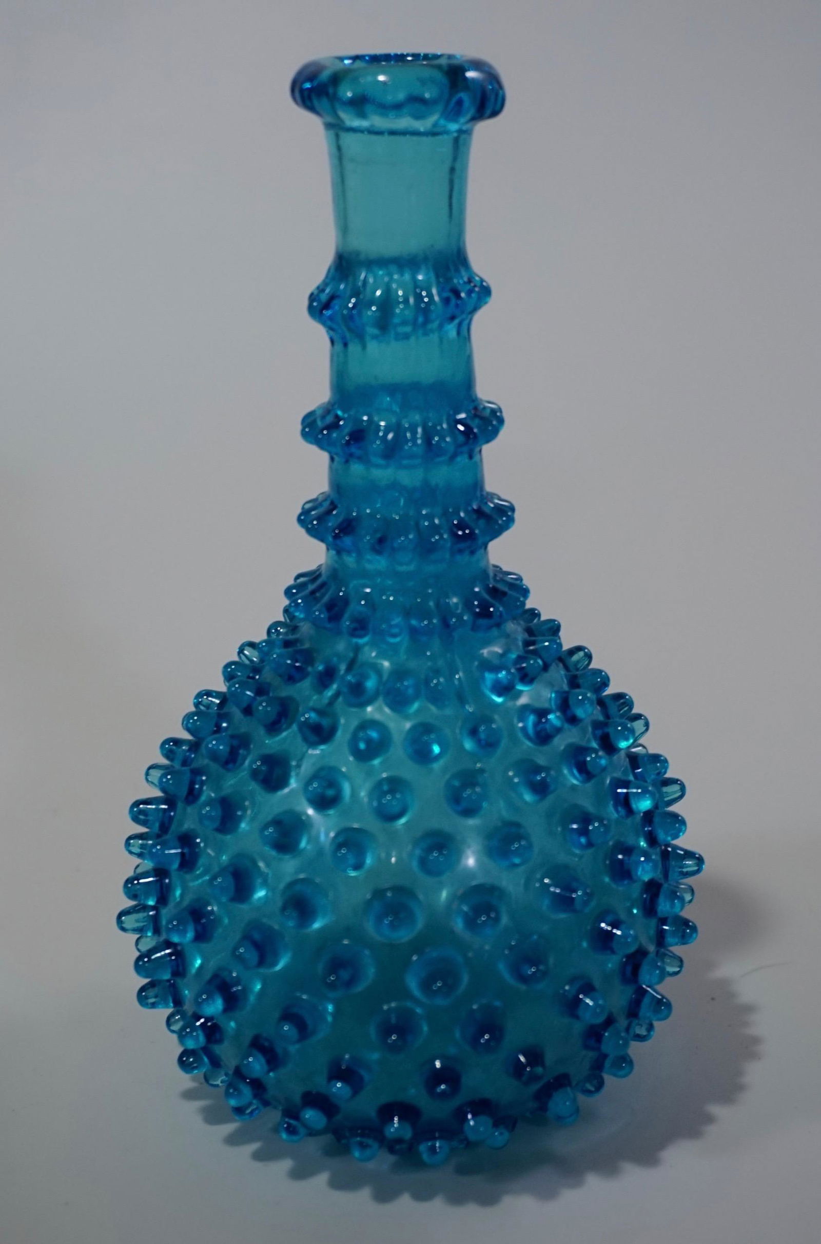 Antique Barber Hobnail Blue Glass Bottle Blown Polished (1 of 5)