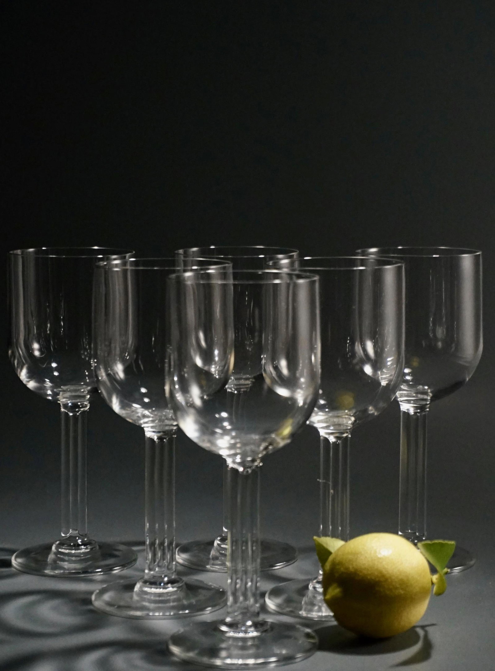 Column Stem Wine Water Goblets Lot of 6 Stemware: Column Stem Wine Water Goblets Lot of 6 Stemware Glasses Approximately 6 3/4 inches tall.