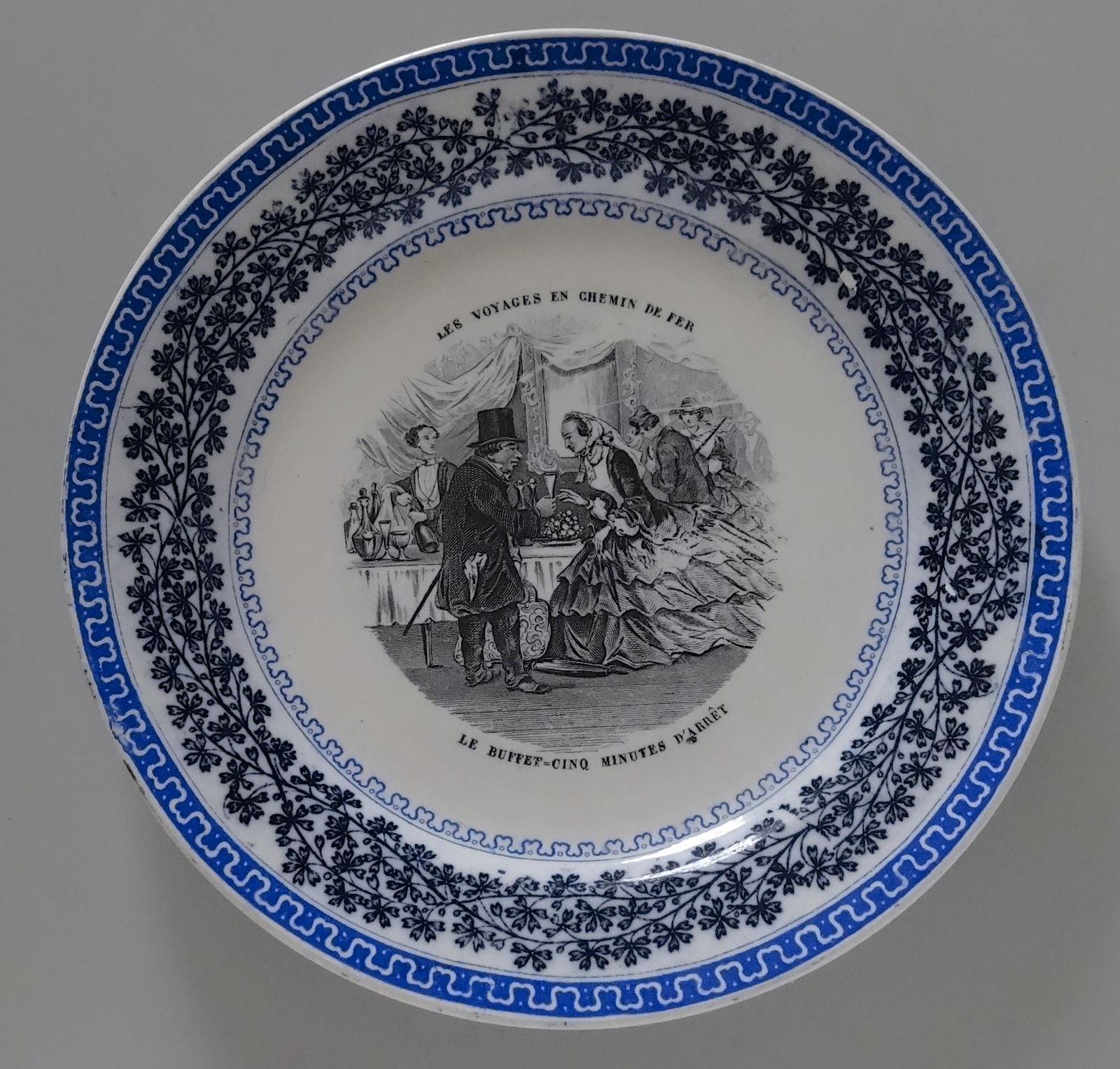 Antique Boch China Transferware Railroad Travel Cabinet (1 of 3)