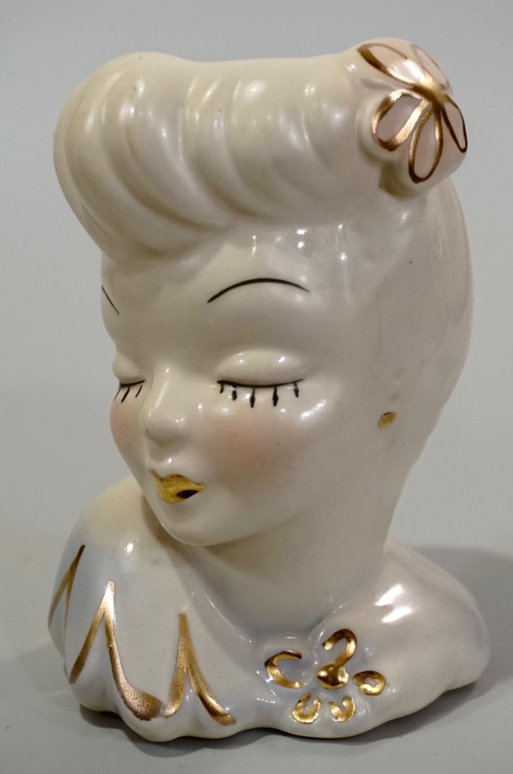 Glamour Girl Head Vase Mid Century California Pottery (1 of 6)