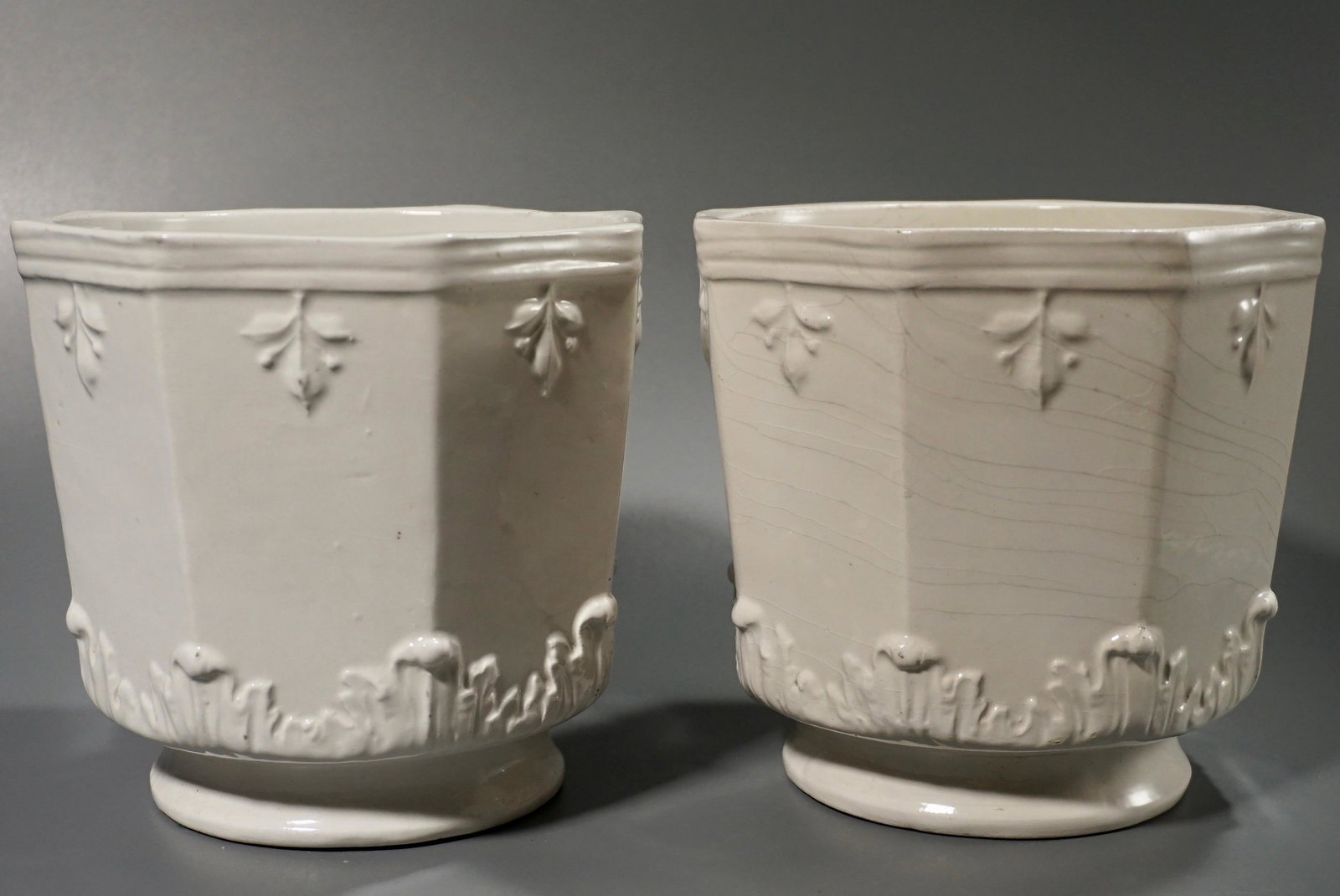 Vintage Blanc de Chine Pottery Cachepot Planter Lot of (1 of 4)