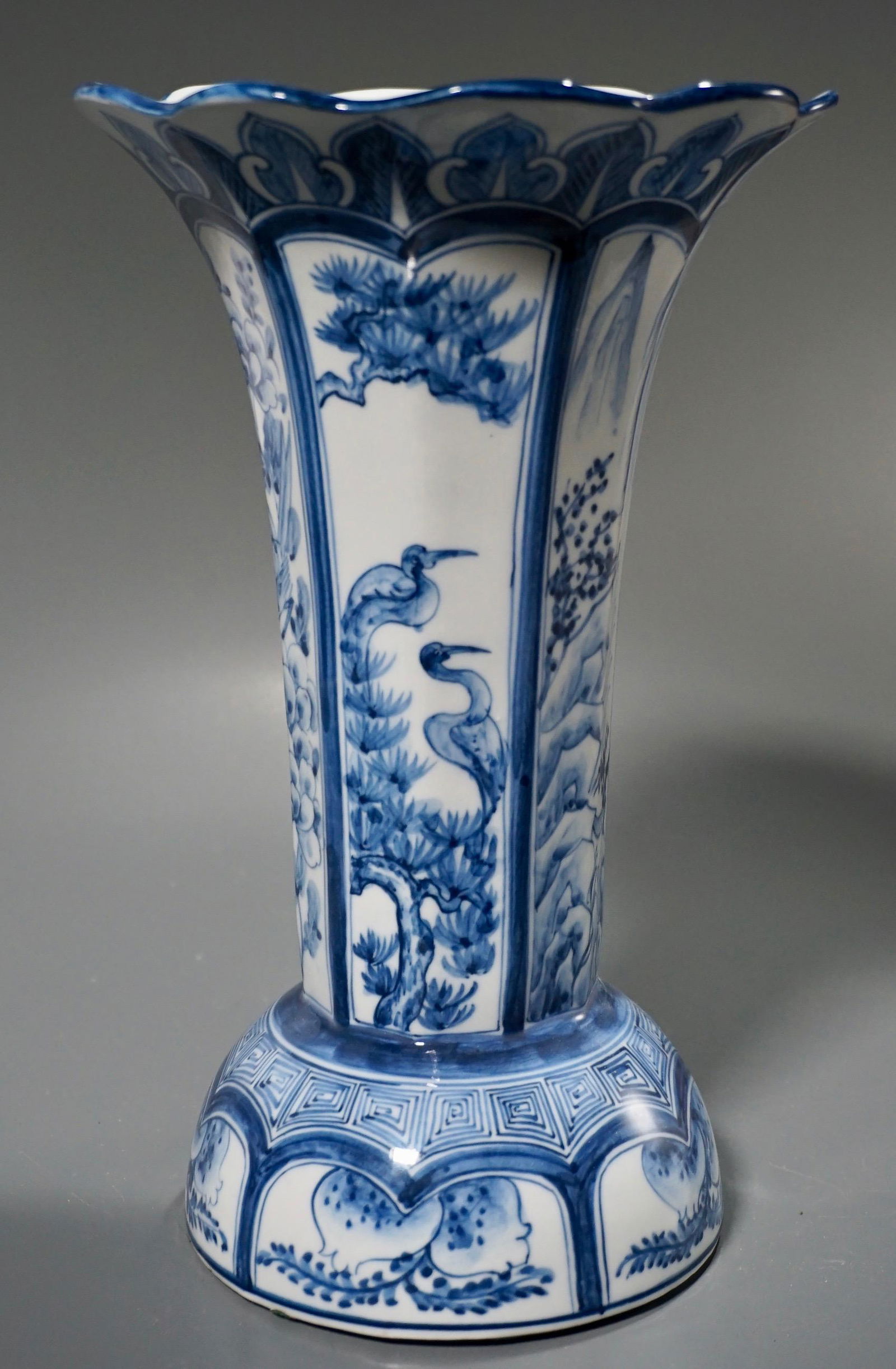 Oriental Style Blue and White Porcelain Crane Vase (1 of 6)