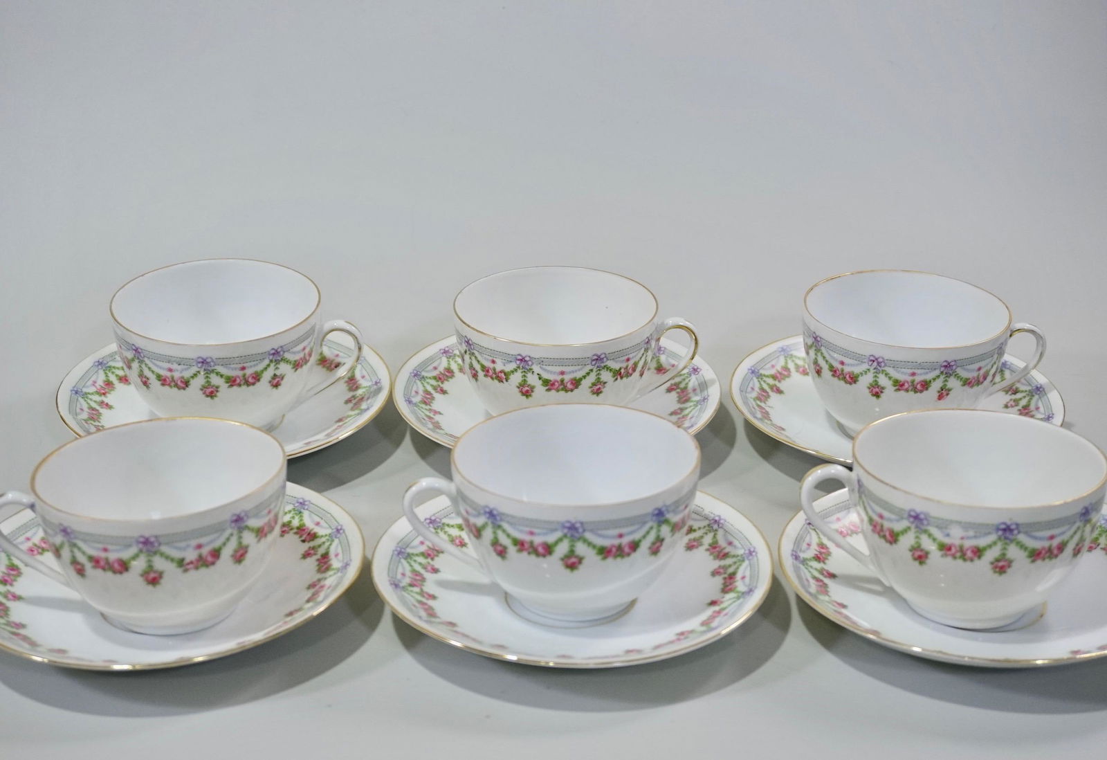 Vintage Austrian Garland Porcelain Cup Saucer Set Lot (1 of 6)
