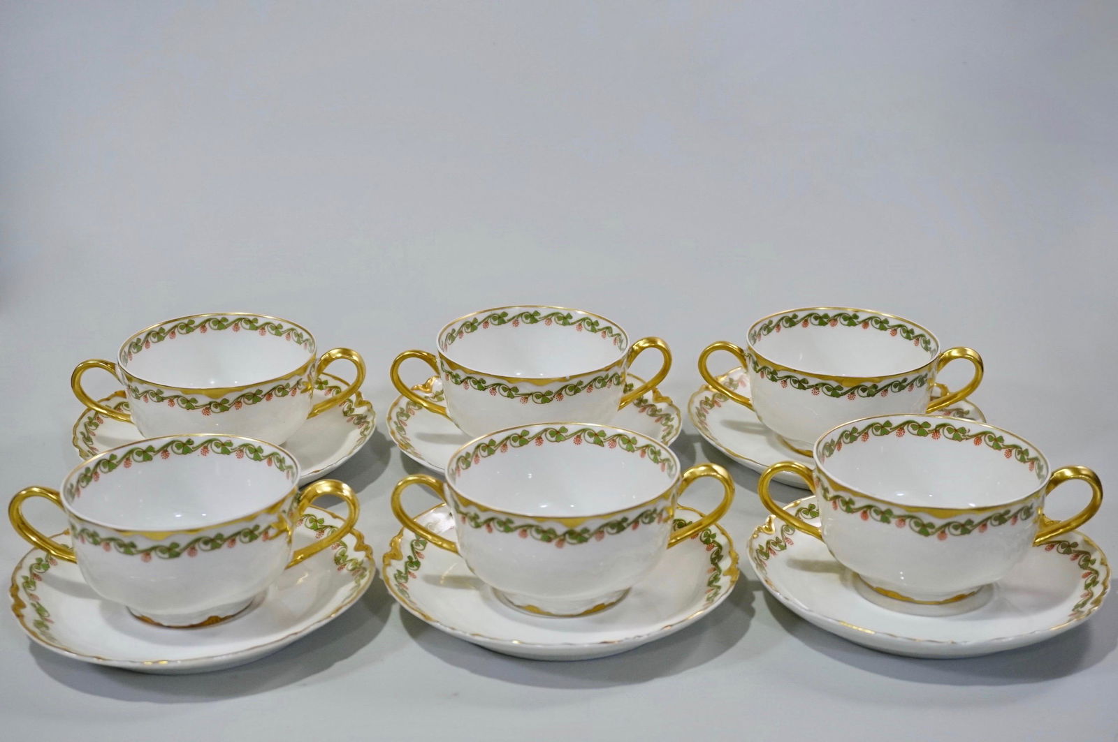 Haviland Limoges Two Handle Cup Saucer Set Lot of 6 (1 of 8)