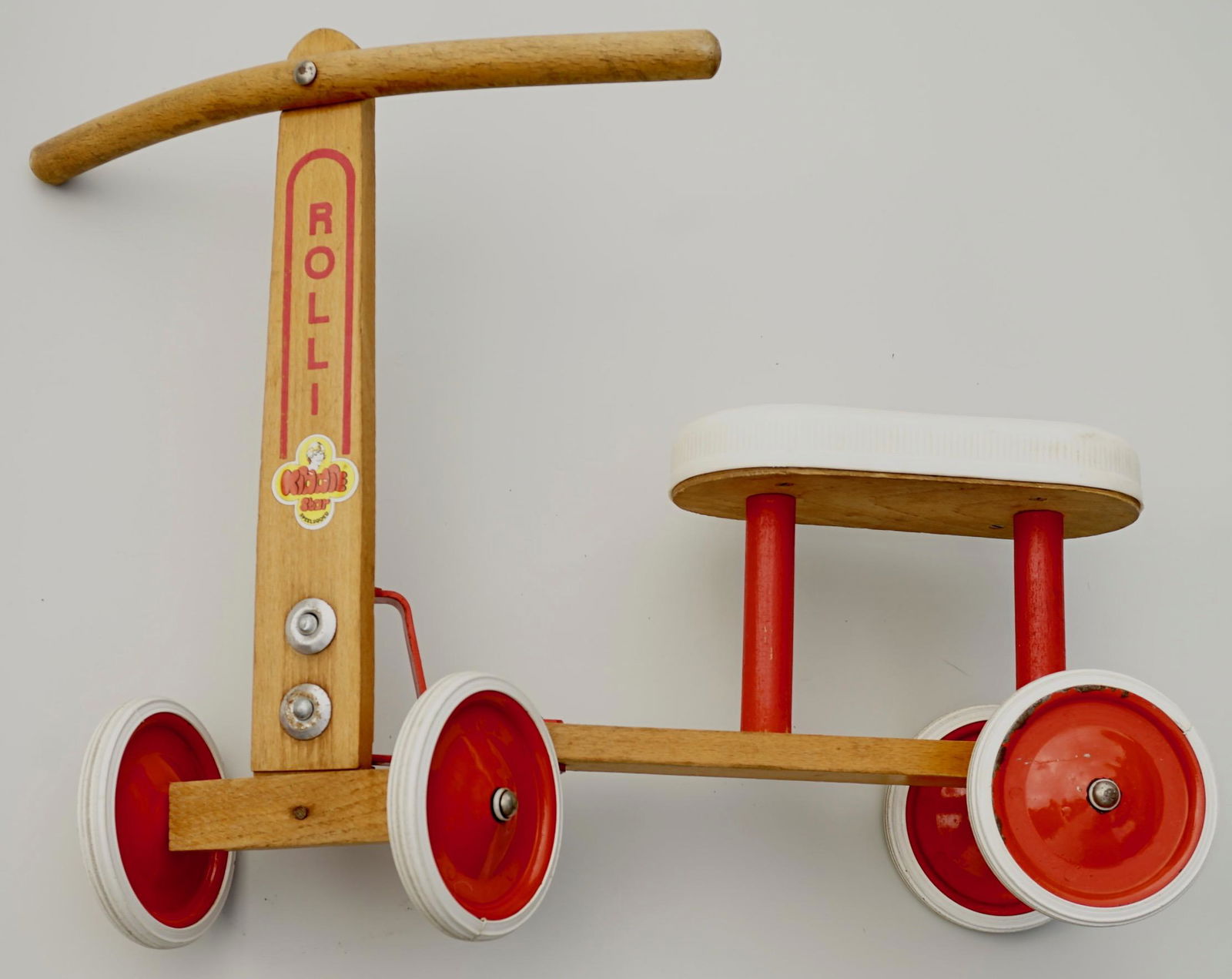 Mid Century Wooden Child Quadricycle Vintage Switss Toy: Mid Century Wooden Child Quadricycle Vintage Switzerland Rolli Toy Doll Display Approximately 16 1/2 x 13 1/16 x 14 15/16 inches.
