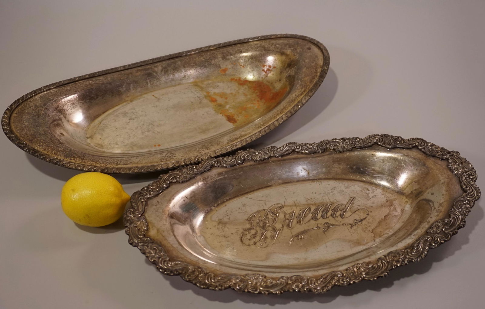 Silverplate Oval Tray Victorian Bread Lot of 2 (1 of 9)